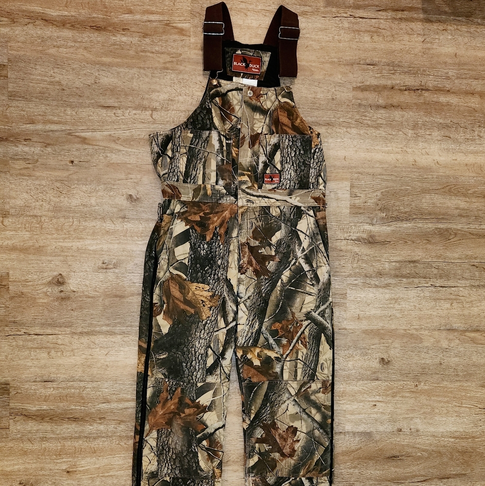 Size M Black Duck New Thermal Camo Realtree Hardwoods Hunting Overalls